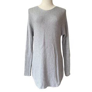 Joan Vass Gray Cashmere Blend Long Sleeve Tunic Length Sweater - Size S